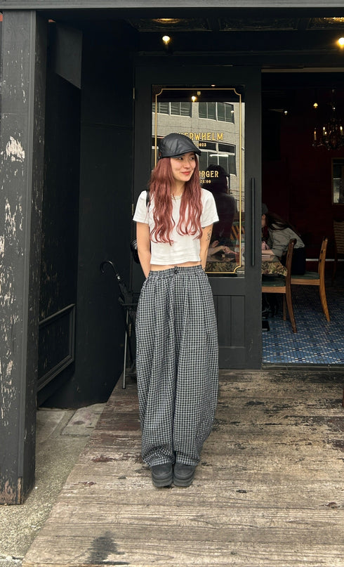 チェックボリュームラフパンツ